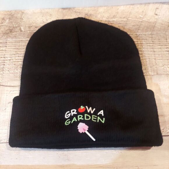 unbranded Other - Grow a Garden Beanie Hat Black Cuffed Beanie Hat Gamer Gift Garden Video Game